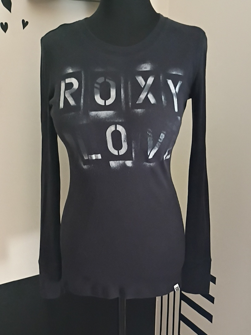 Roxy Black Long Sleeve Graphic Logo Tee
